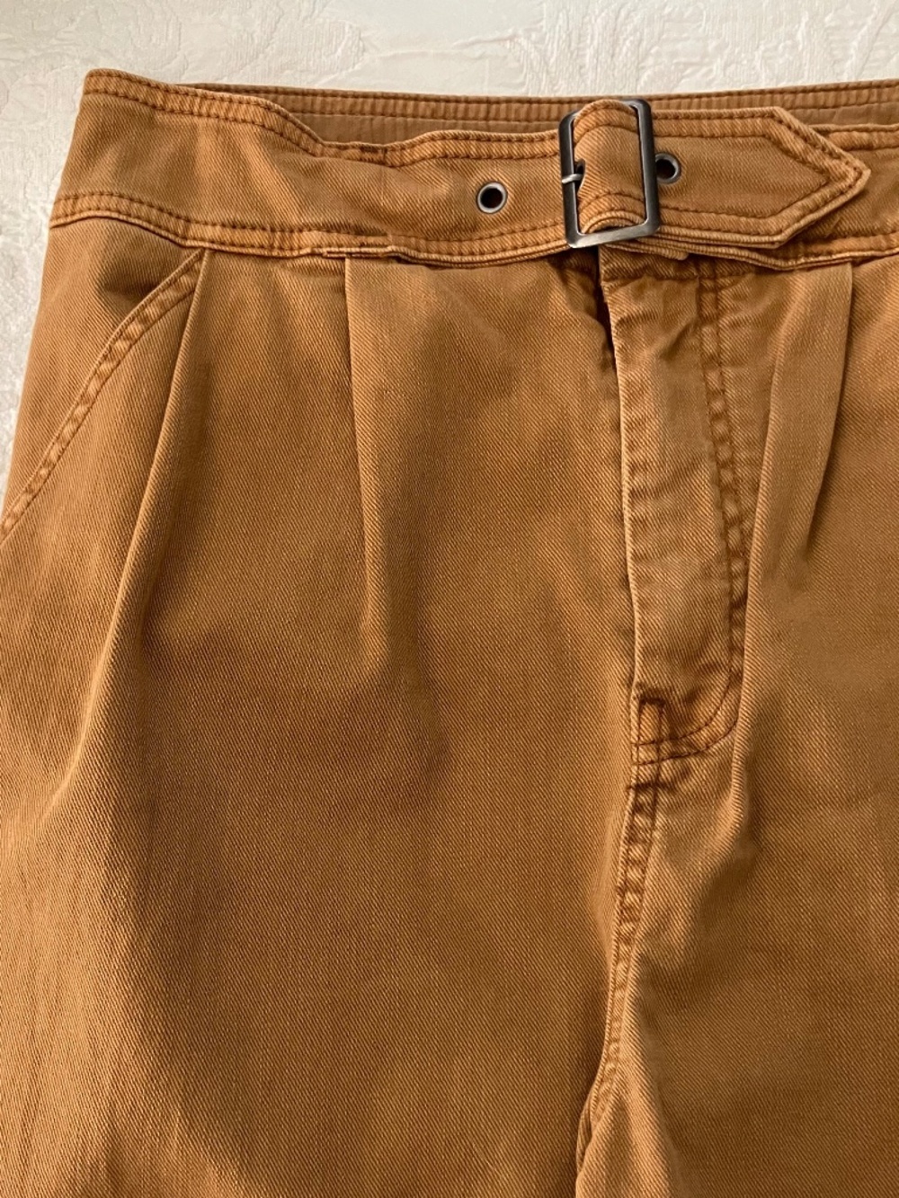 FREE PEOPLE COTTON TWILL DOUBLE PLEATED HIGH RISE CROP PANTS SIZE 6